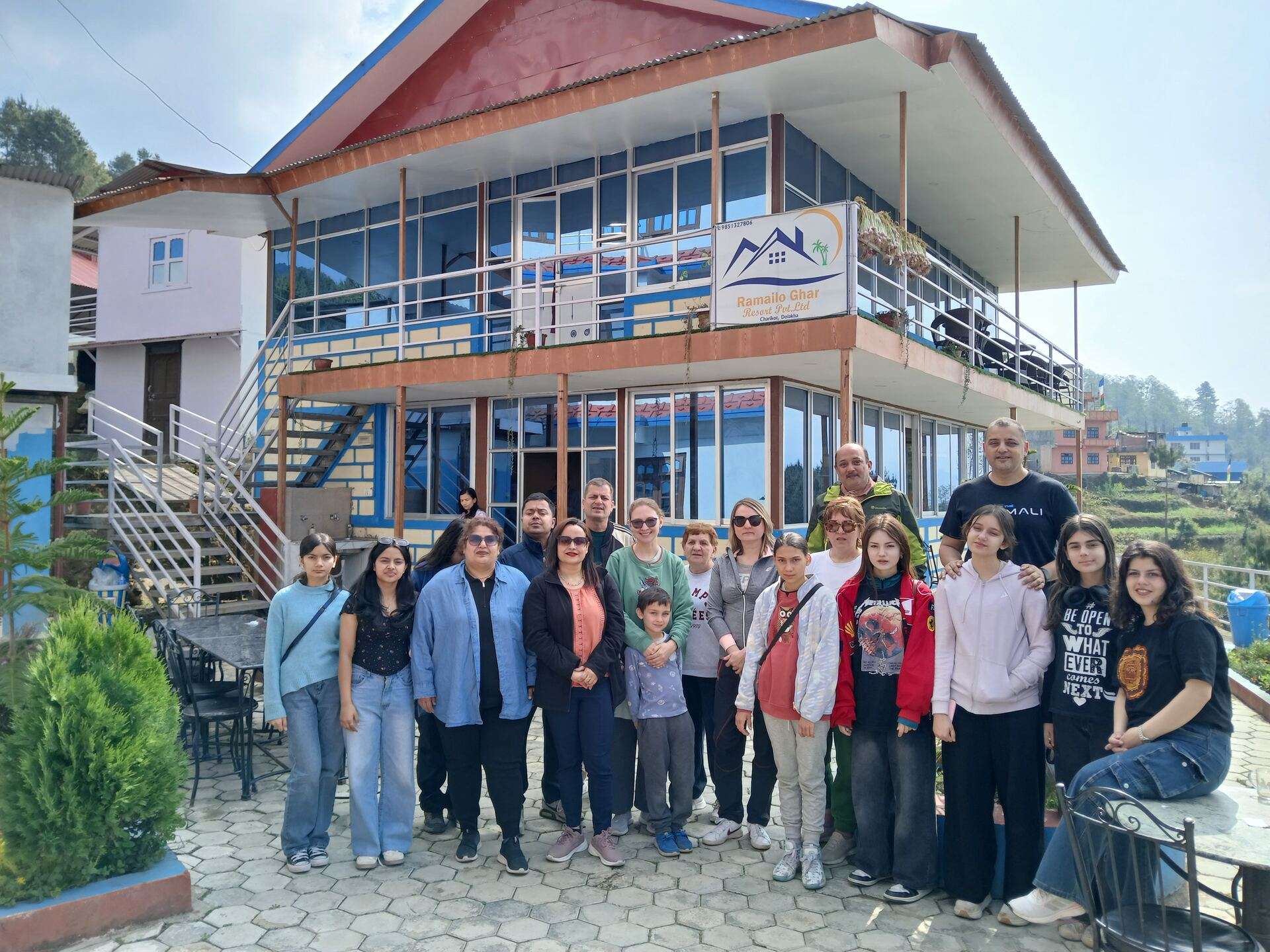 Guests gathered at Ramailo Ghar Resort