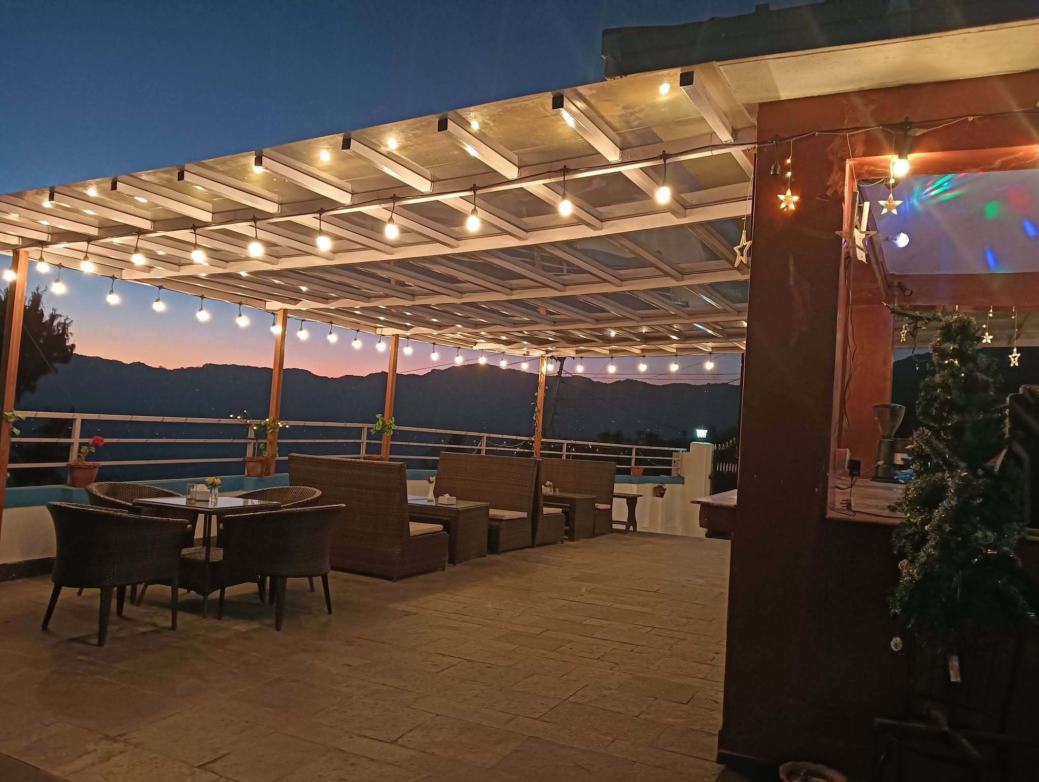 Ramailo Ghar Resort rooftop seating area