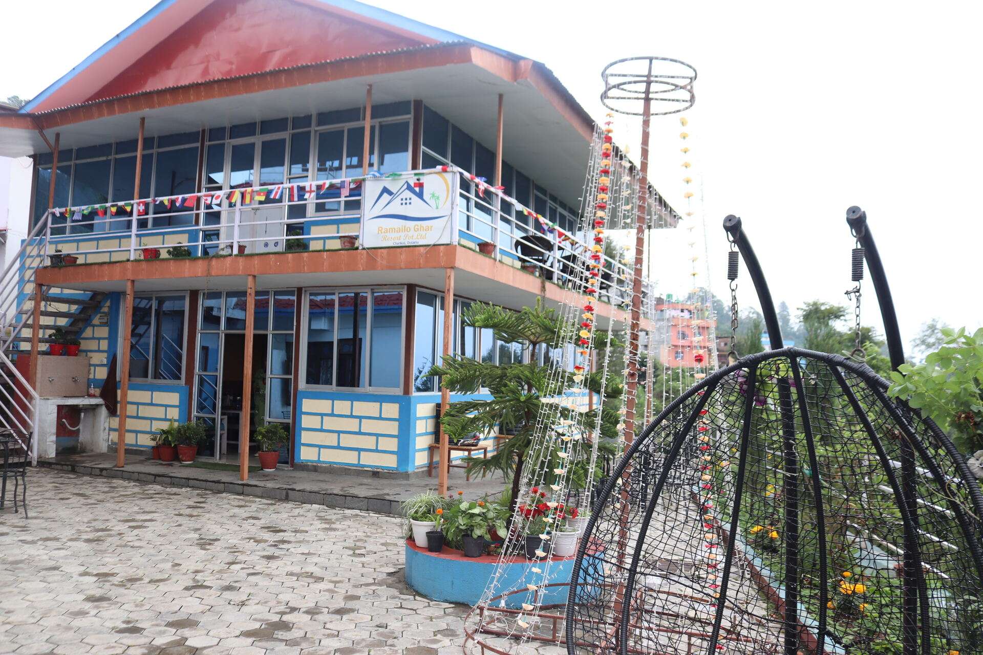 Resort exterior at dusk